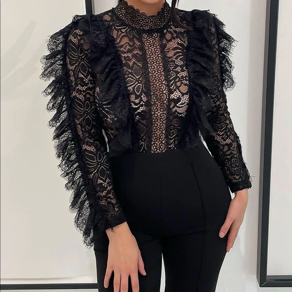 Lace Ruffled Jumpsuit- Size Large - Picture 3 of 8